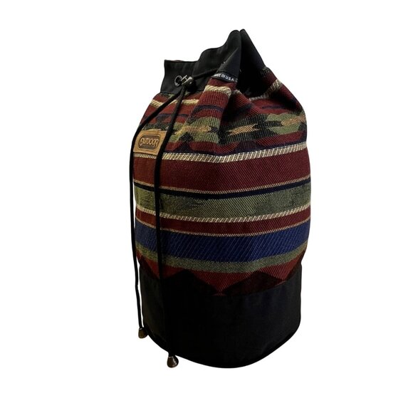 Outdoor Products Black & Red Striped Pattern Canvas & Adjustable Strap Backpack - Picture 4 of 11